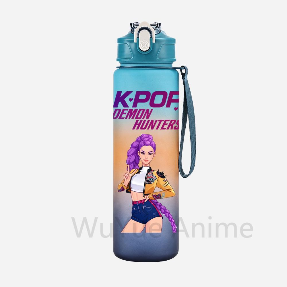 Anime K-Pop Demon Hunters Character Water Cup Large Capacity Outdoor Portable Rope Drinking Bottle Gift for Boys and Girls