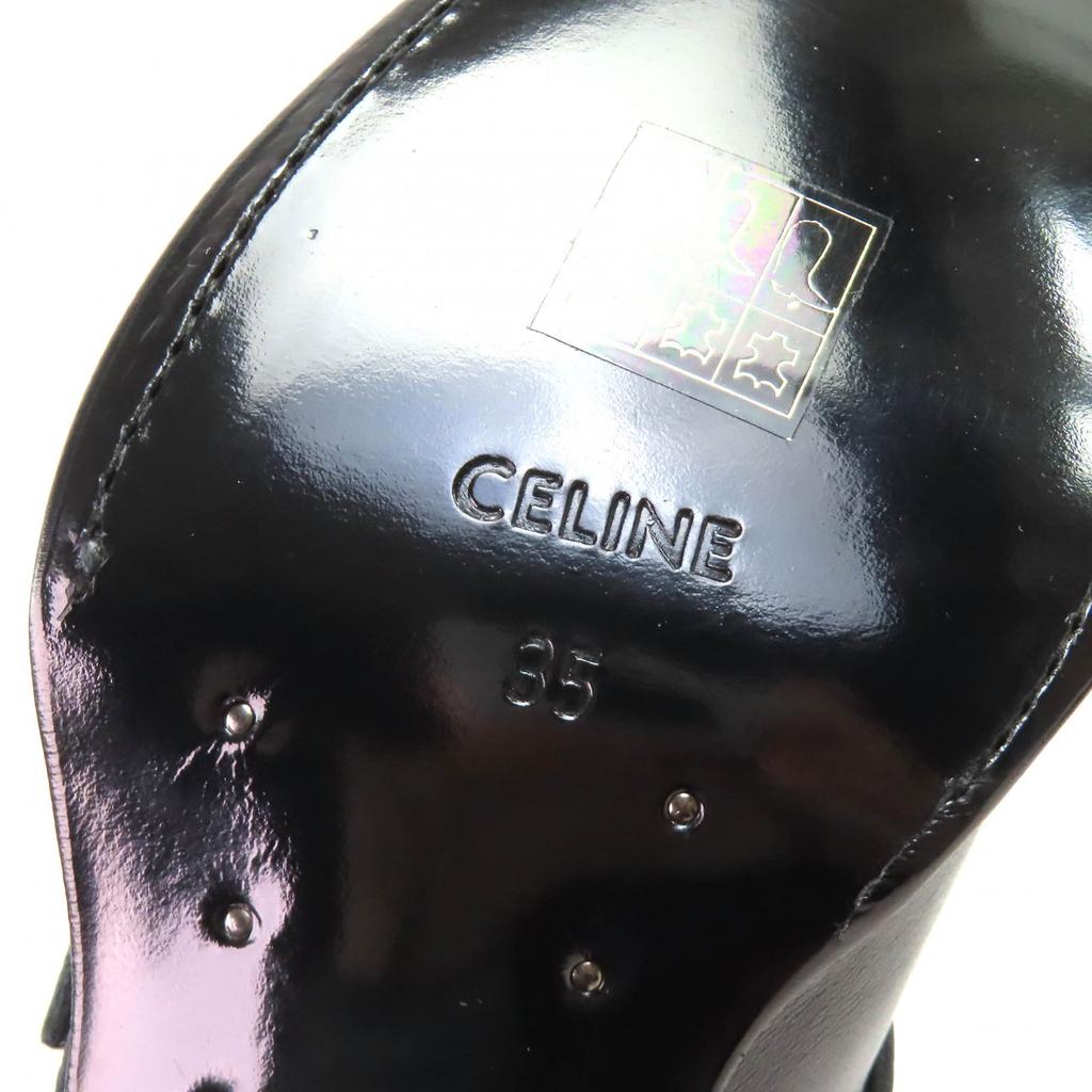 CELINE short boots Berlin Center zip with belt black leather Women 35 308B77 Used