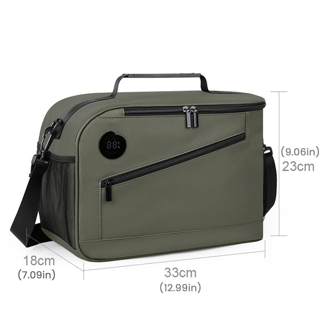 Camping Insulated Lunch Bag with Temperature Display Waterproof Thermal Food Container Shoulder Strap Thickened Lunch Box