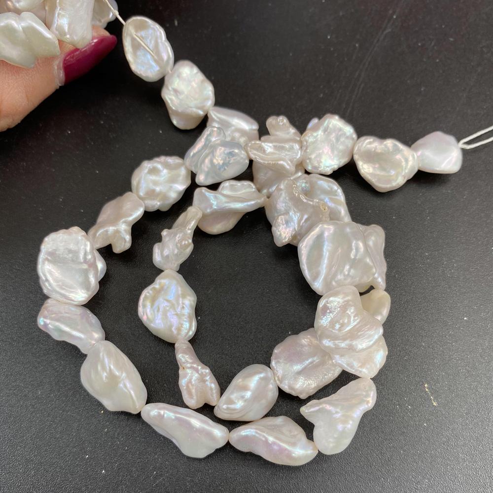 1String, Irregular Pearls, 12×16-13×18mm, White Natural Freshwater Pearl Beads for Jewelry Making DIY Supplies, Women's Craft Gifts 36cm