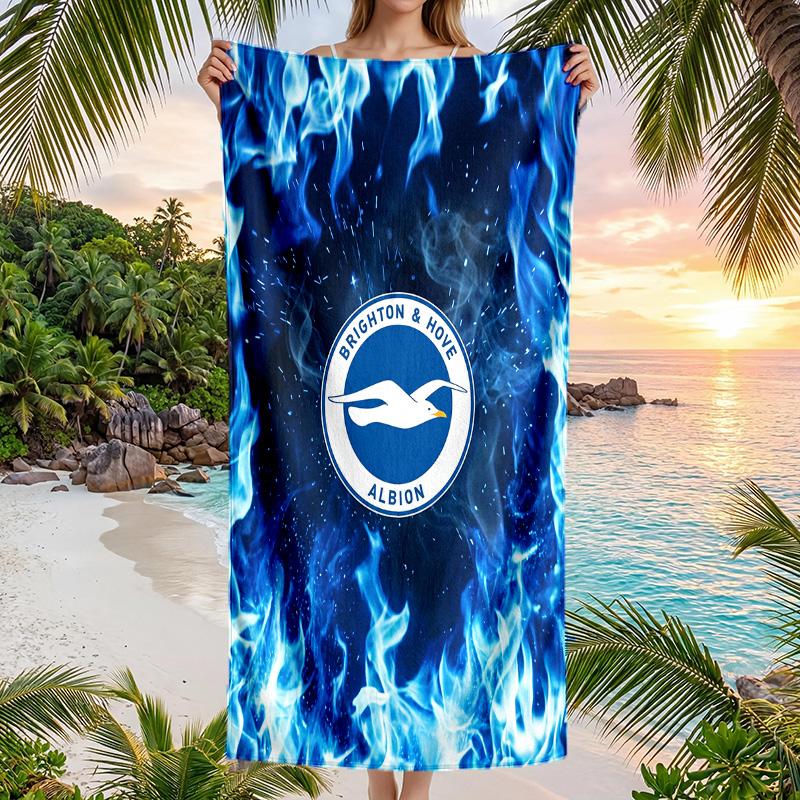 Asciugamano da Spiaggia Calcio Brighton & Hove Albion Asciugamano Estivo Morbido in Microfibra Asciugatura Rapida Assorbente per Spiaggia Piscina Viaggio