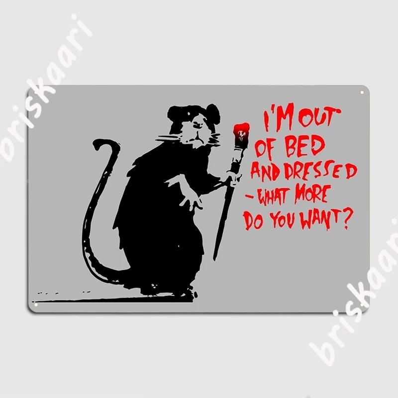 Rat Banksy Metal Sign Design Garage Decoration Party Cinema Garage Tin Sign Poster 20X30CM