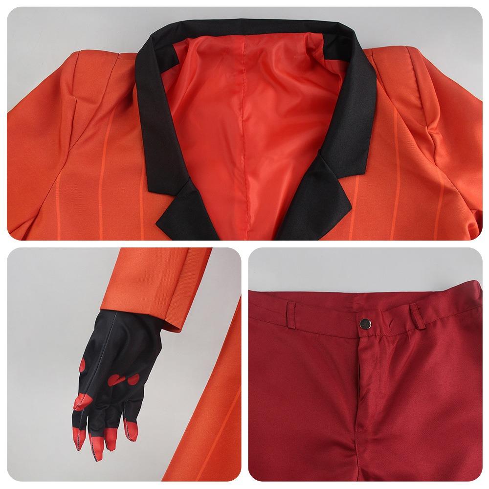 Alastor Cosplay Kostüm Hazbin Uniform mit Krawatte Handschuhe Radio Dämon Halloween Kostüm Anime Hazbin Alastor Outfits