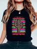 Women'S Short Sleeves Western Leopard Print Cactus Serape Cowgirl Women T Shirt Women'S Men'S Vacati