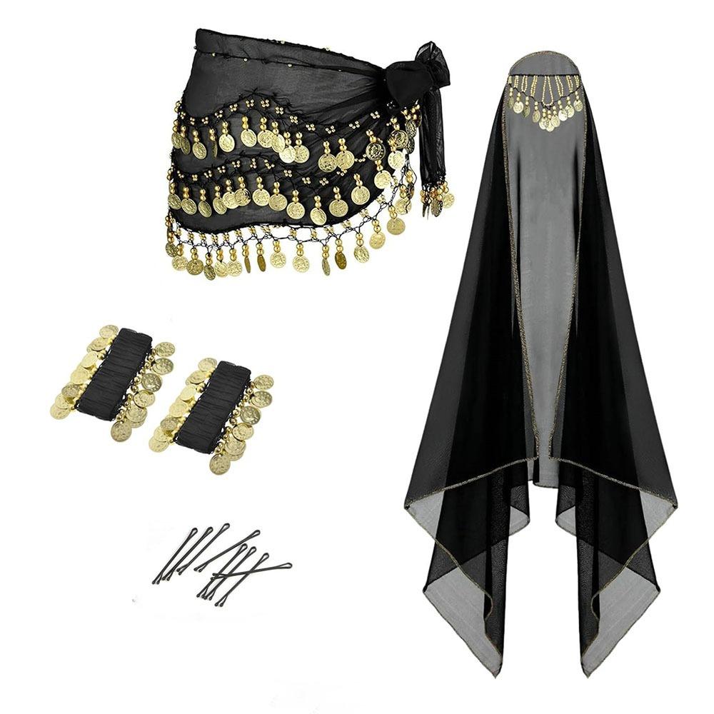 

Detachable Headpiece Women s Belly Dance Outfits Belly Dancer Outfit Halloween Dance чёрный