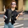 Temperament Long-sleeved Design Leather Jacket Women's Spring and Autumn New Locomotive Thin Fashion Versatile Jacket Short
