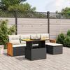 Vidaxl 6-Cz. Garden Furniture Set With Cushions, Black Poly Rattan