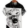 Men's Casual Shirt 3D Music Note Printed Hawaiian Men's Short Sleeve Lining