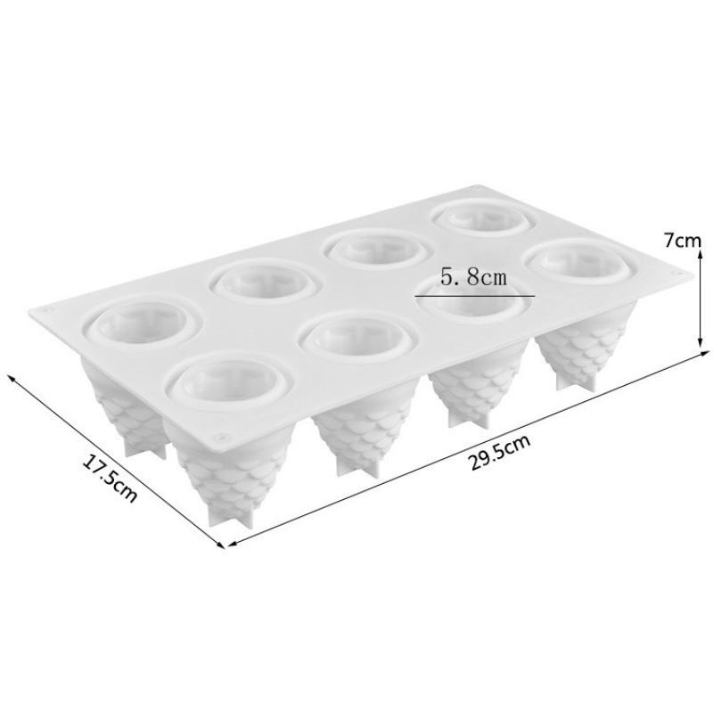 1 Pc 8 Three-dimensional Pine Cone Jelly Mousse Cake Mold Ice Cream Pineapple Mold Silicone Mold DIY Chocolate Fondant Mold