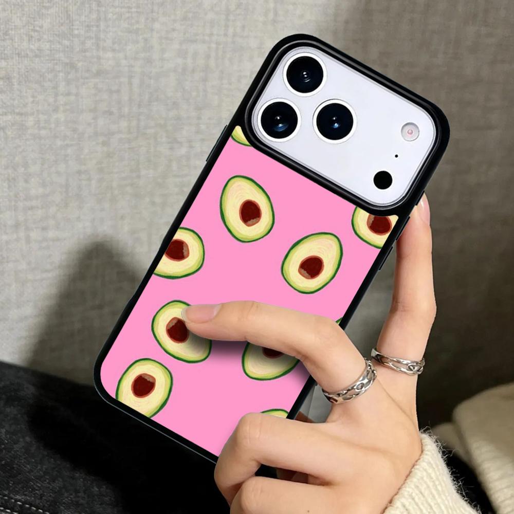 Capa Case for iPhone 17 Air 16 Pro Max 15 Plus 11 13 Mini 14 12 Back Phone Cover Cute Avocado Fruits