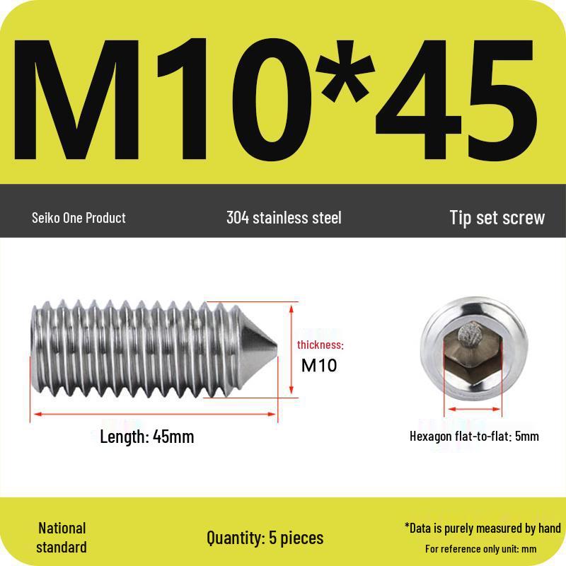 304 Stainless Steel Internal Hex Set Screw | Headless Grub Screw M2-M16