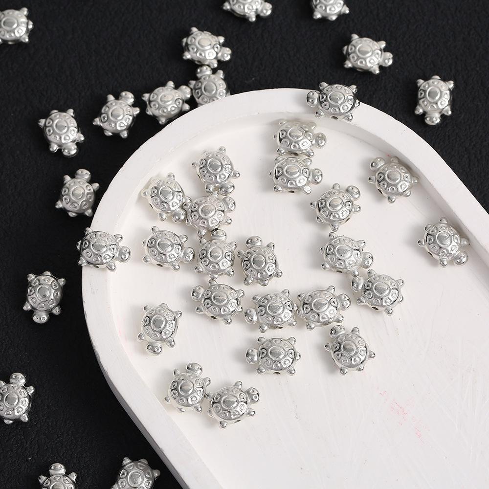 Creative Cute Acrylic Silver-Plated Turtle Beads for DIY Jewelry Making - Earrings, Bracelets, Necklaces.