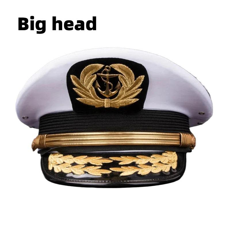 New Unisex Big Brim Sailor Cap Waterproof Vintage Navy Military Hats for Men Women Stage Performance Cosplay Captain Hat 55-59cm