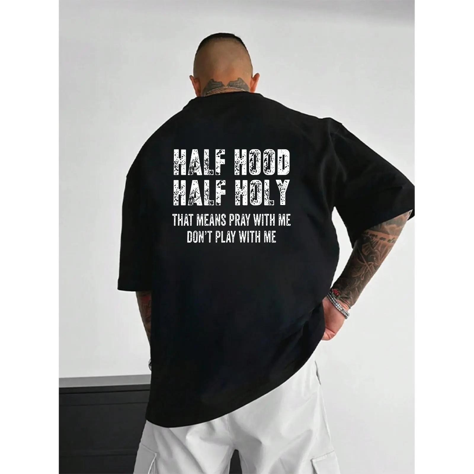 Half Hood Half Holy Pray With Me Don t Play With Me Casual Street Style Hooded Top - Unisex Sports & Outdoor Apparel, Ideal Gift Option, Tops S