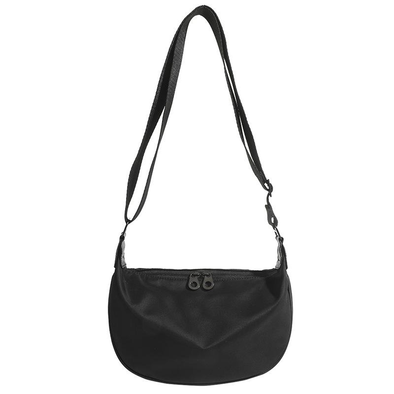 Casual Trendy Crossbody Bag Simple Solid Color Large Capacity Wide Shoulder Strap Shoulder Bag Oxford Cloth Crescent Bag Women's Bag