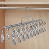 11 Clips Legging Organizer & Drying Rack, Space Saving Hanging Closet Storage, Multi-Use Pants Skirt Scarf Holder for Home Dorm