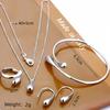 Fashion Teardrop Jewelry Set for Women Simple Ring Necklace Bracelet Earrings Four-piece Set Suitable for Engagement Jewelry