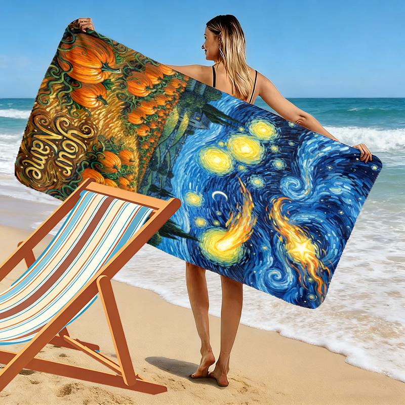 Name Custom Painting Art Print Beach Towel, Large Soft Quick Dry Towel for Beach Camping Swimming