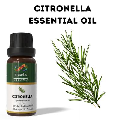 Huile Essentielle de Citronnelle Ananta 10 ml – Huile Aromatique Citronnée pour Diffuseurs, Bougies et Parfum d'Intérieur