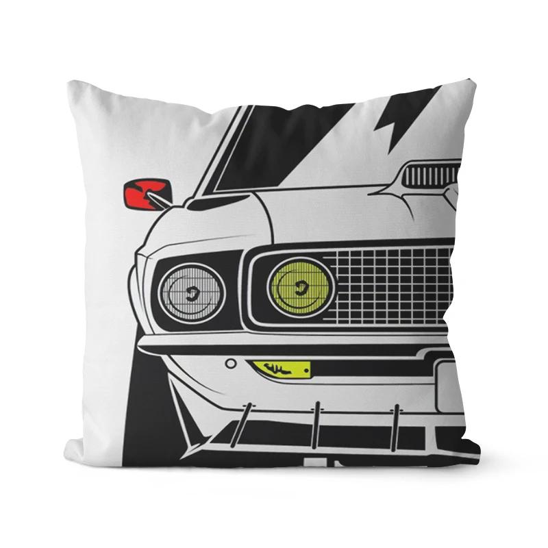 Fashion Car Santana Sedan Car Pattern Printed Soft Square Pillowslip Polyester Cushion Cover Pillowcase Living Room Home Decor