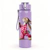 1PC Pink Polka Dot Bunny Rabbit Print 750ml Color Plastic Sports Water Bottle Leakproof Flip Straw Lid Suitable for Sports Office Home Use