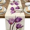 1pc Tulip Linen Table Runner ,Kitchen Dining Table Decoration for Indoor Outdoor Home.Festival gifts,minimalist style.