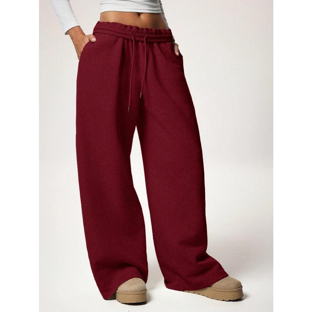 Winter Elastic and Plush Loose Wide Leg Sports and Leisure Pants