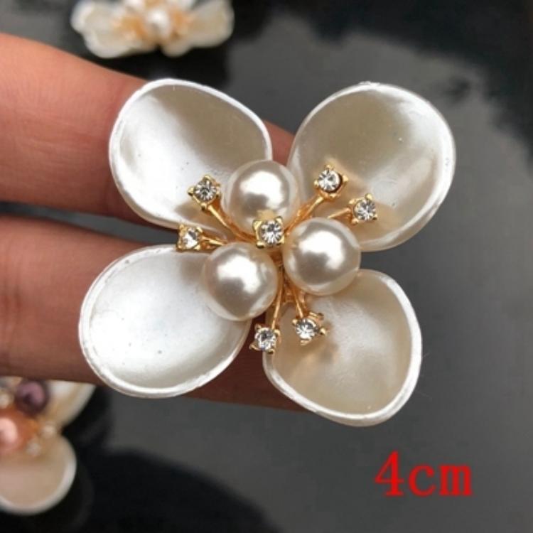 4 KS, Imitace perly z mušle, Květinová nášivka, Srdce, Květina, Hřebenatka, Šperkové doplňky, Ruční kytice, DIY, Vlasy, Boty, Oblečení, Tašky, Materiál