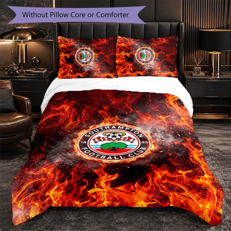 Southampton Football 3 Piece Bedding Set Soft Duvet Cover Set with Pillowcases Printed Bedroom Decor Set for Home