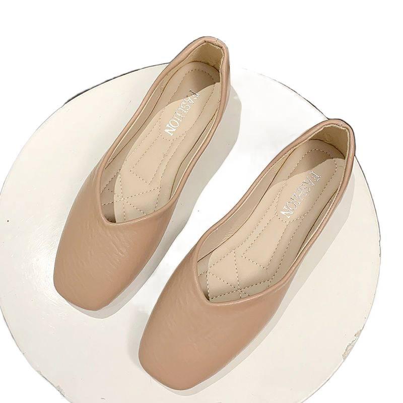 Doudou Schuhe mit eckiger Spitze Damen 2025 Frühling und Sommer neue bequeme Einzel Schuhe flache Sohle weiche Sohle rutschfest bequem flacher Ausschnitt schwanger