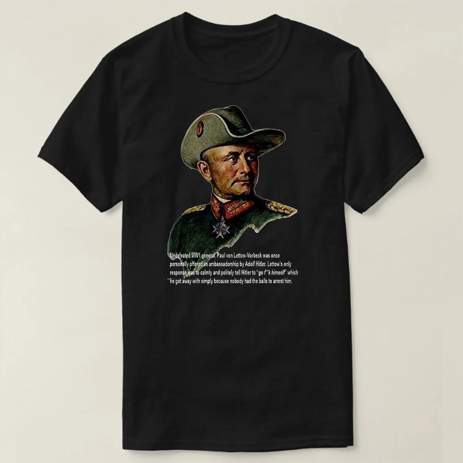 

General Paul Emil Lettow-vorbeck German Officer T Shirt New 100% Cotton Short Sleeve O-Neck Tshirt Casual Mens Top S чёрный