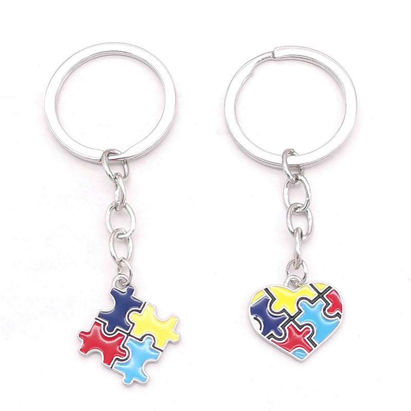European Alloy Puzzle Pendant Keychain for Autism Awareness