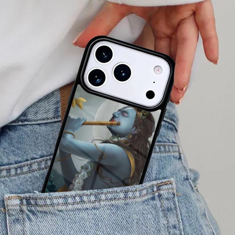 Indian God Lord Krishna Phone Case for iPhone 16e 15 14 13 12 17 Pro Max Plus Air 17pro Cover Coque