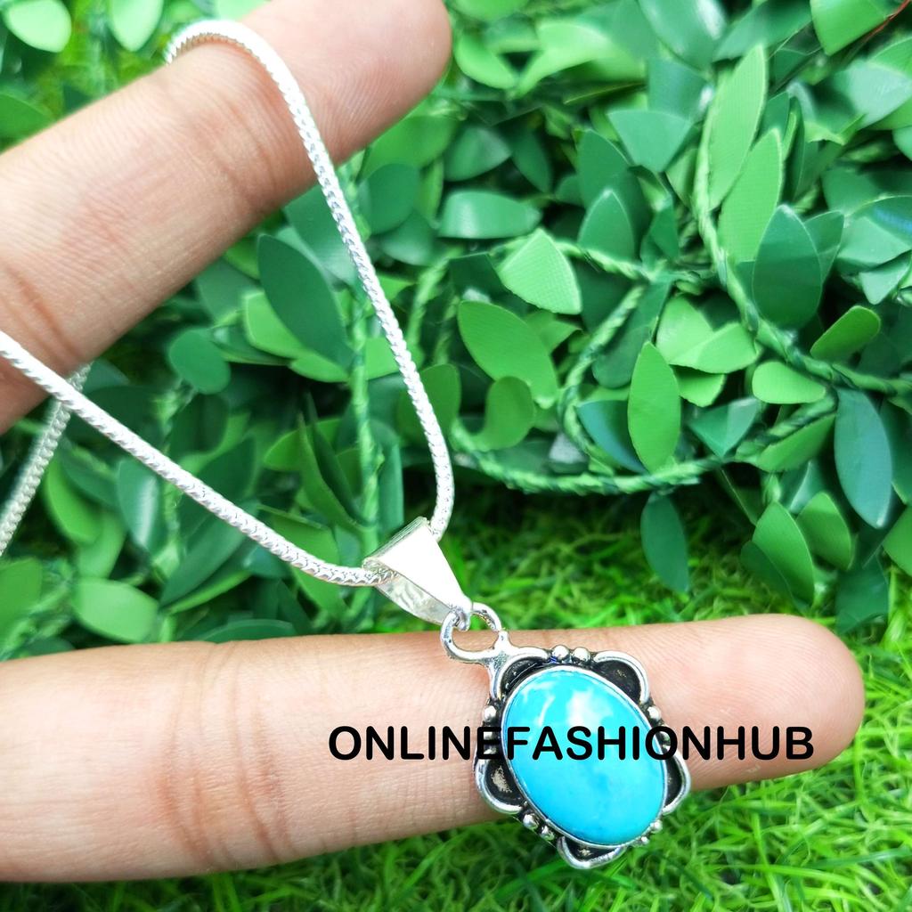 Lapis Lazuli Gemstone 925 Sterling Silver Plated Necklace Chain Pendant Jewelry NST-NC17