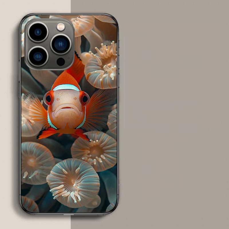 Clownfish and Sea Anemone Phone Case For Iphone 17 Air 15 Pro 14 Plus 16 Pro Max 17E 16E 12 13 Mini 11 Cover Cute Fundas