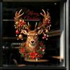 Non Adhesive Window Film Christmas Reindeer Static Glass Sticker, Removable Clings with Merry Text, Reusable PVC Stickers for Holiday Home And