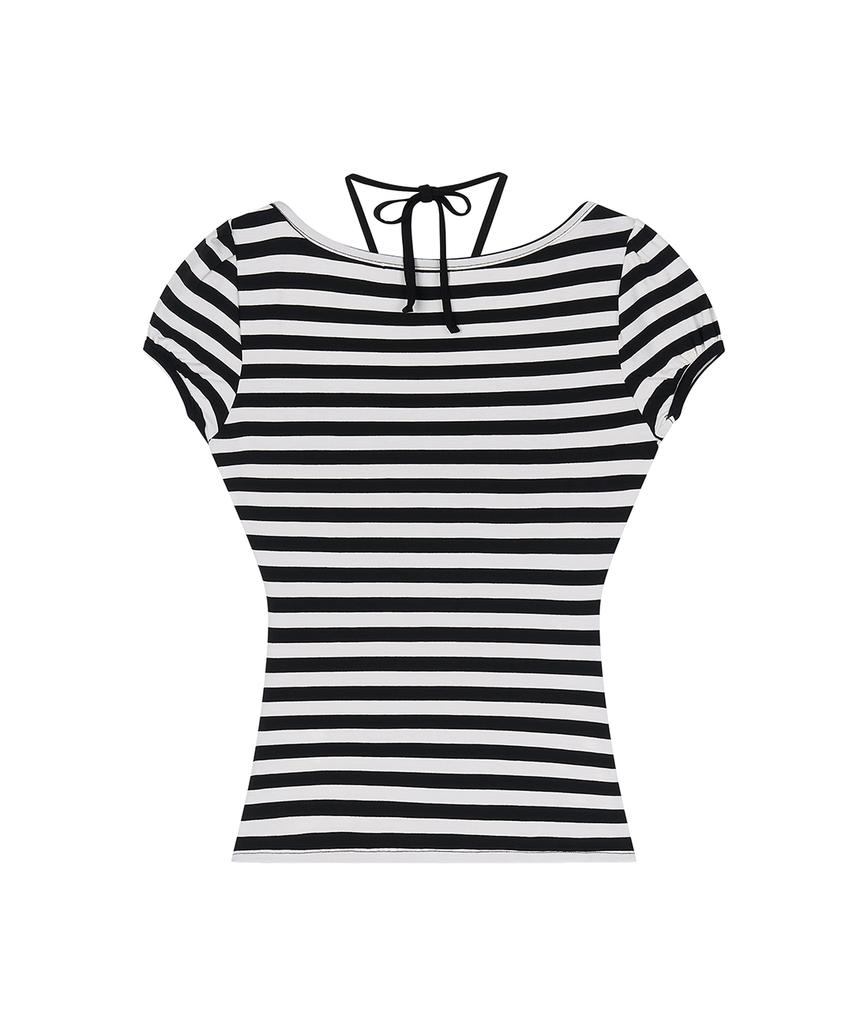 ILLIO Black Stripe Giselle Gathered Top