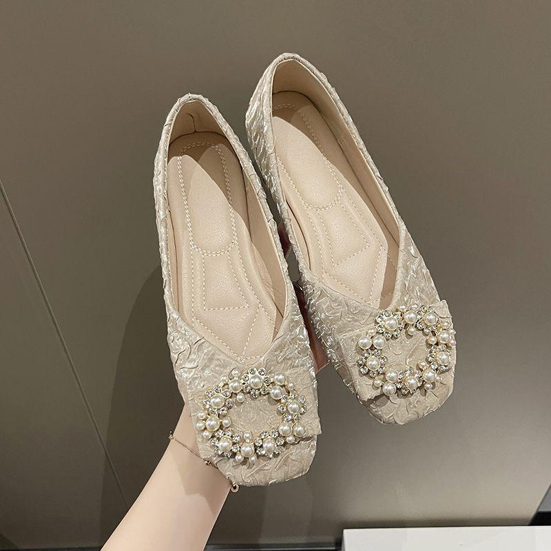 

Французские туфли высокого класса женские туфли на плоской подошве весна 2025 новые квадратные туфли с неглубоким горлом феи женские туфли мягкая подошва туфли Doudou 35