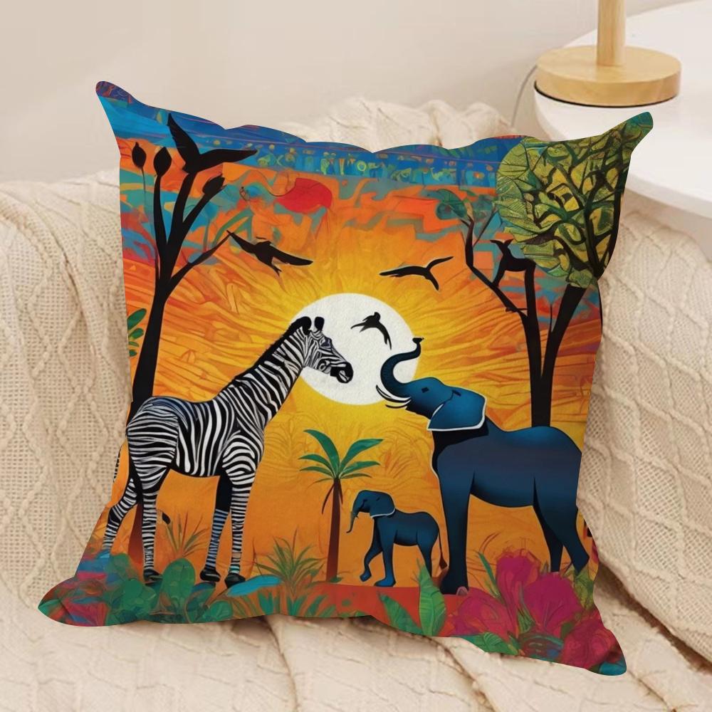 Abstract Painting African Living Cushion Cover Pillowcase Ultra Soft Skin Friendly Fabric Cloud Like Comfort Concealed Zipper