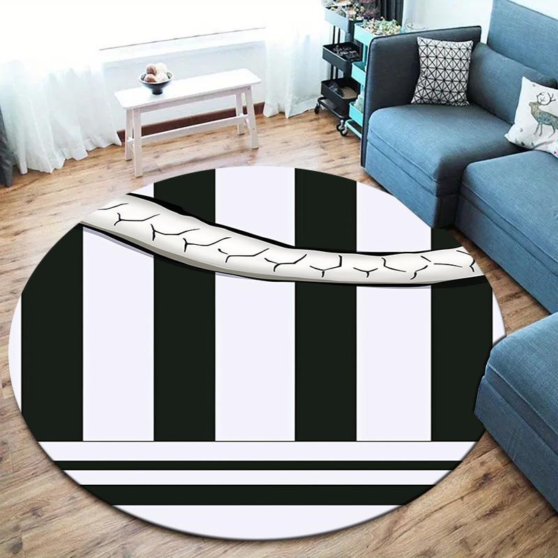 Demon Slayer Art Round Area Rug Carpet Rug For Living Room Bedroom Sofa Playroom Decor Nonslip Floor Mat