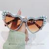 Y2K Imitation Pearl Frame Sunglasses UV400 Shades Trendy Cat Eye Eyewear  for Women & Men