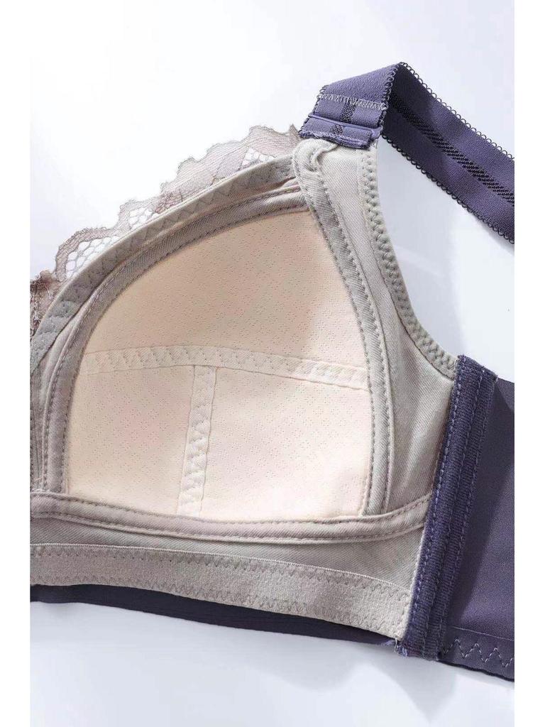 Women's Lace Full-Cup Wirefree Bra – Supportive, Breathable, Anti-Sag, Plus Size, Beautiful Back Design