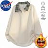 NASA MARVEL Men's Polo Collar Long Sleeve Top