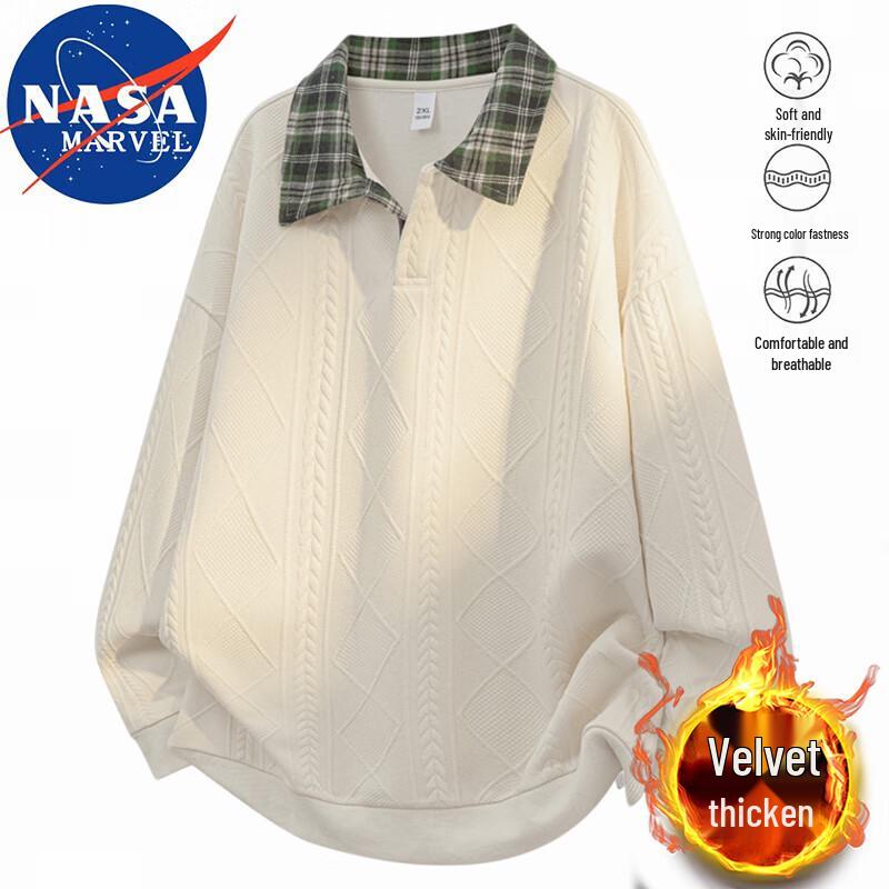 NASA MARVEL Men's Polo Collar Long Sleeve Top