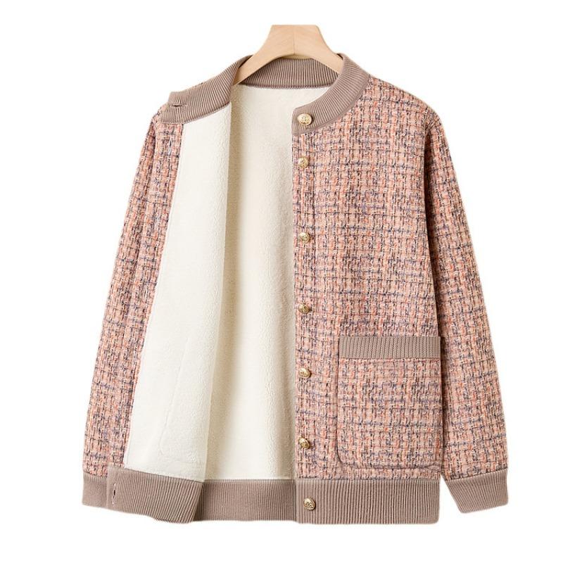 Grandma winter knitted sweater middle-aged and elderly women autumn and winter piled thickened sweater mother top old lady coat