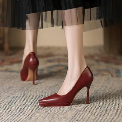 1166-2 Women's Sexy Pointed Toe Stiletto Waterproof Platform High Heels