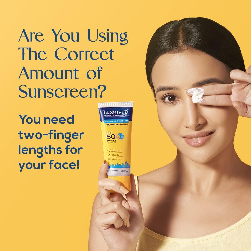 La Shield Pollution Protect Mineral Sunscreen Gel Spf 50 White 50G Pack Of 2 For All Skin Types