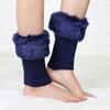 Women Leg Warmers Winter Autumn Lady Crochet Knitted Turn-over Fur Trim Leg Boat Socks Thick Boot Cuffs Toppers Foot Cover Warm