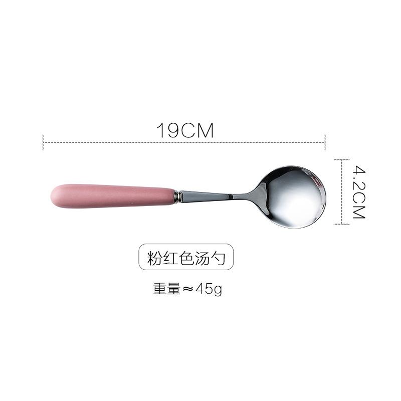 Clearance, Ceramic Handle Stainless Steel Rice Spoon, Ice Cream Spoon, Food Spoon, Small Household Spoon, Western Spoon, Steak Fork