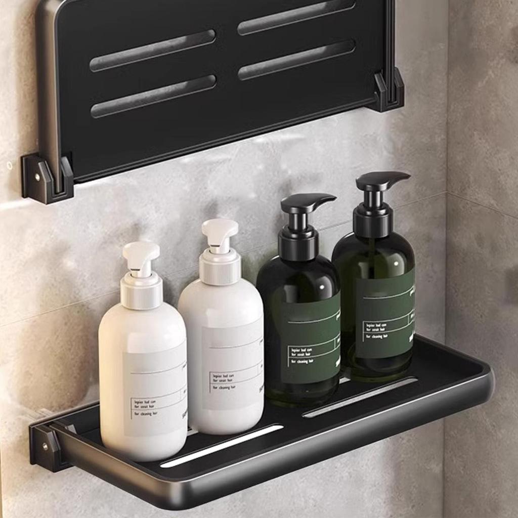 Foldable RV Aluminum Folding Wall-Mounted Rack Floating Shower Shelves Shelf Small Fold Down Wall Shelf For Shower Gel, Drinks